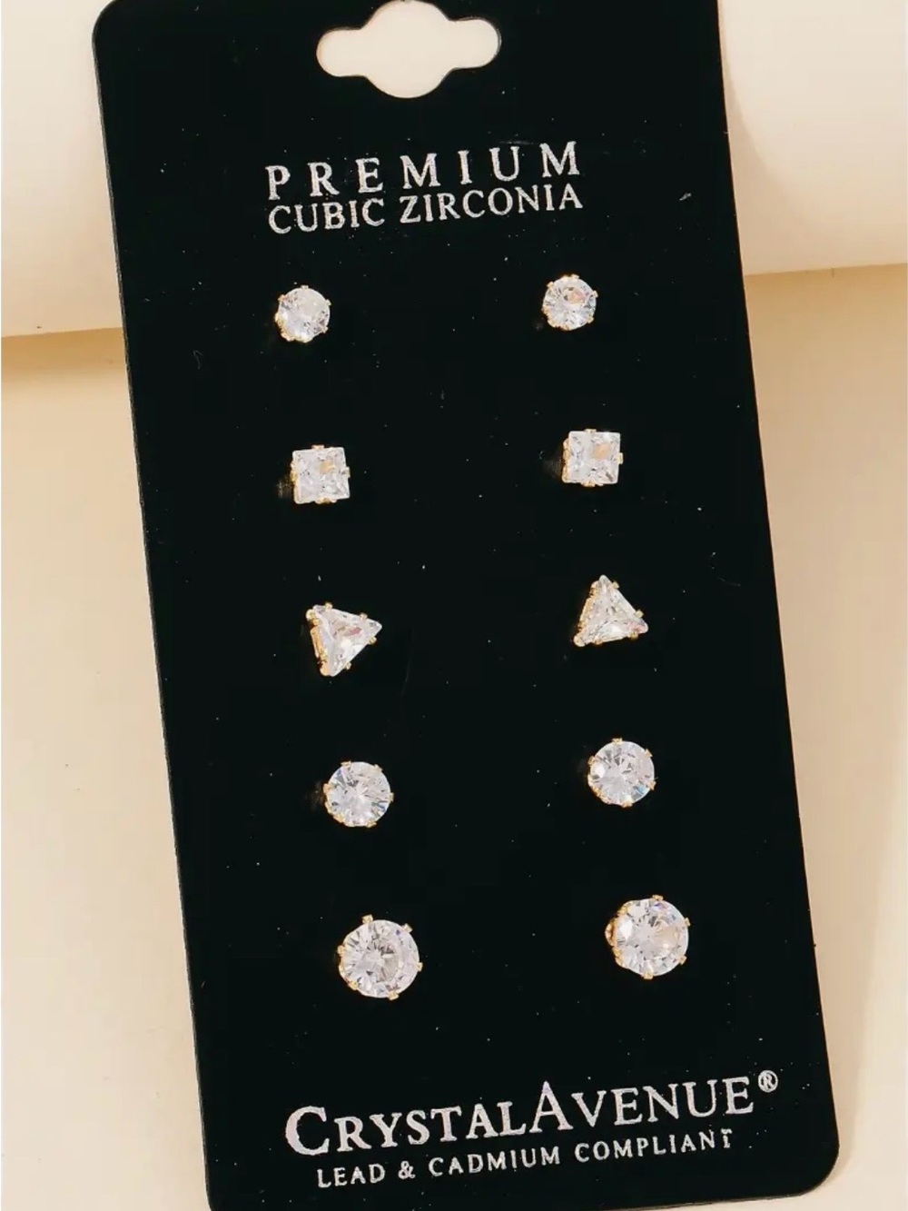 Classic CZ Multi-Stud Earrings Set - White/Silver - Picture 3 of 3